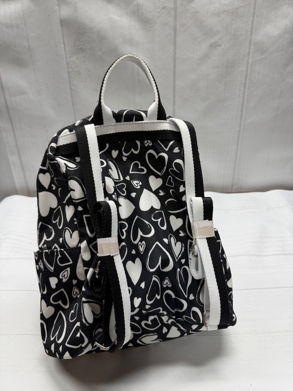Brighton NWT Endless Love Black and White Heart Pattern Backpack - Picture 4 of 8